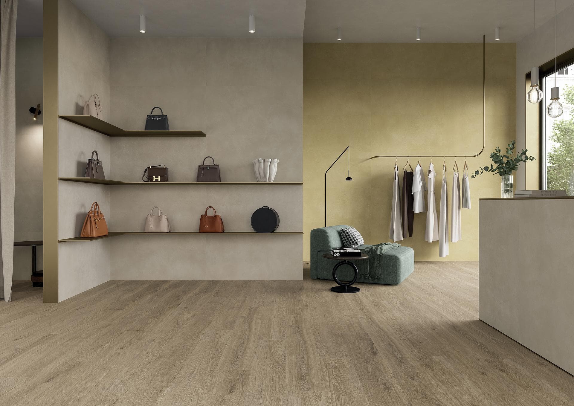 Clothing boutique with wood-effect floor View the gallery